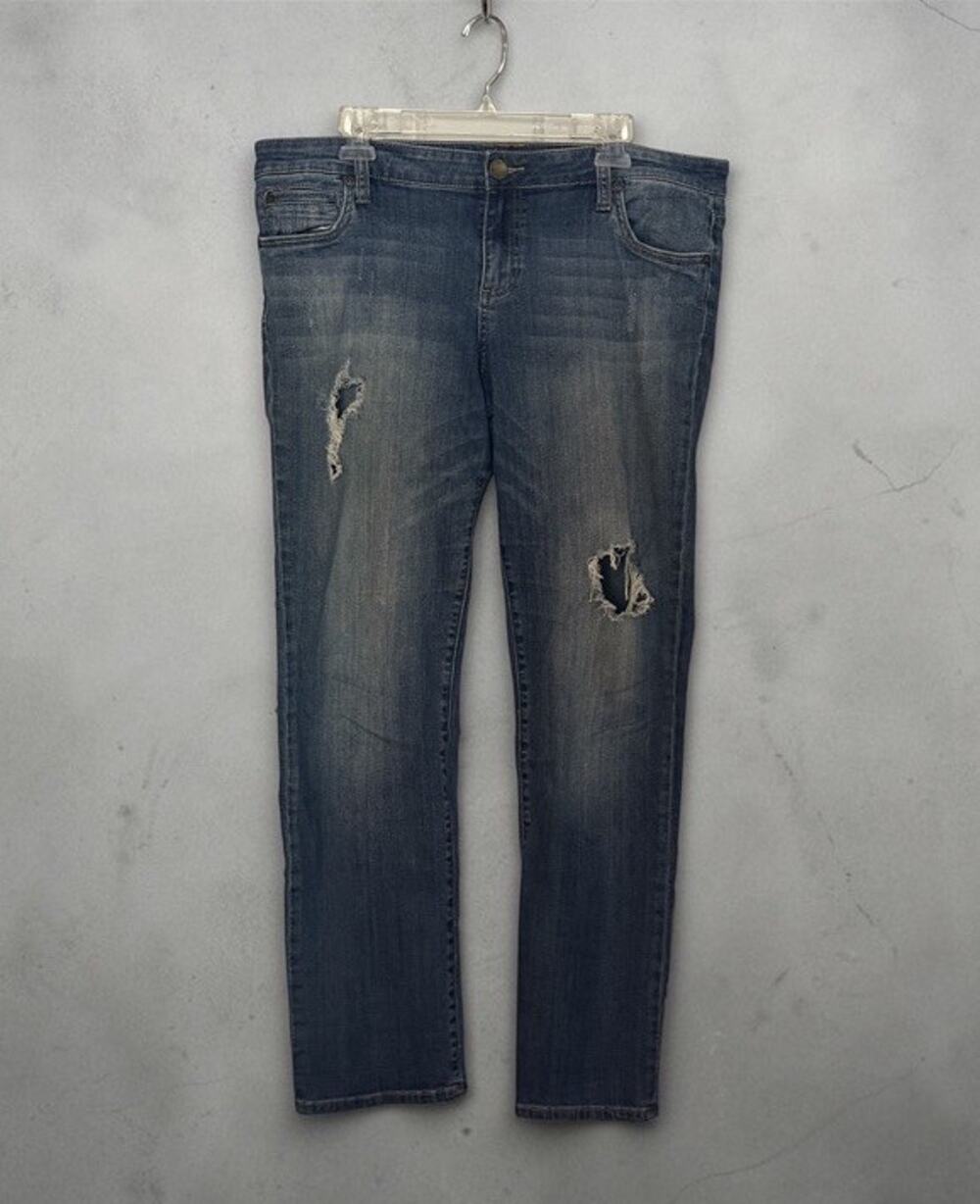 KUT FROM THE KLOTH Catherine Boyfriend Jeans Distressed Straight Leg Womens 16